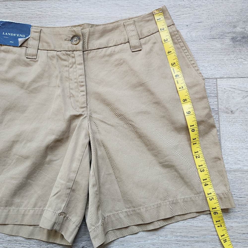 Lands End Walnut Tan Fit 2 Chino 7 Inch Shorts Womens 2 Baumwolle Cotton Nwt - Picture 8 of 11